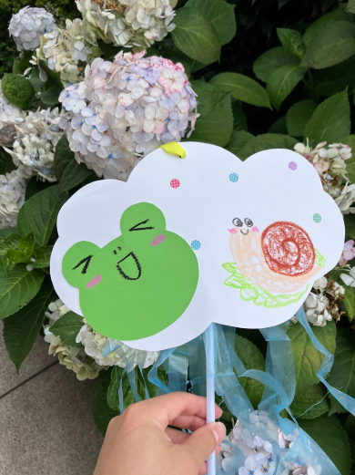 福岡こども専門学校 6月イベント「かえるのあめふりスティックづくり」