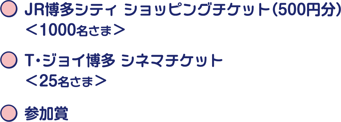 JR博多シティで使える500円分ショッピングチケット Tジョイ博多で使えるシネマチケット 参加賞